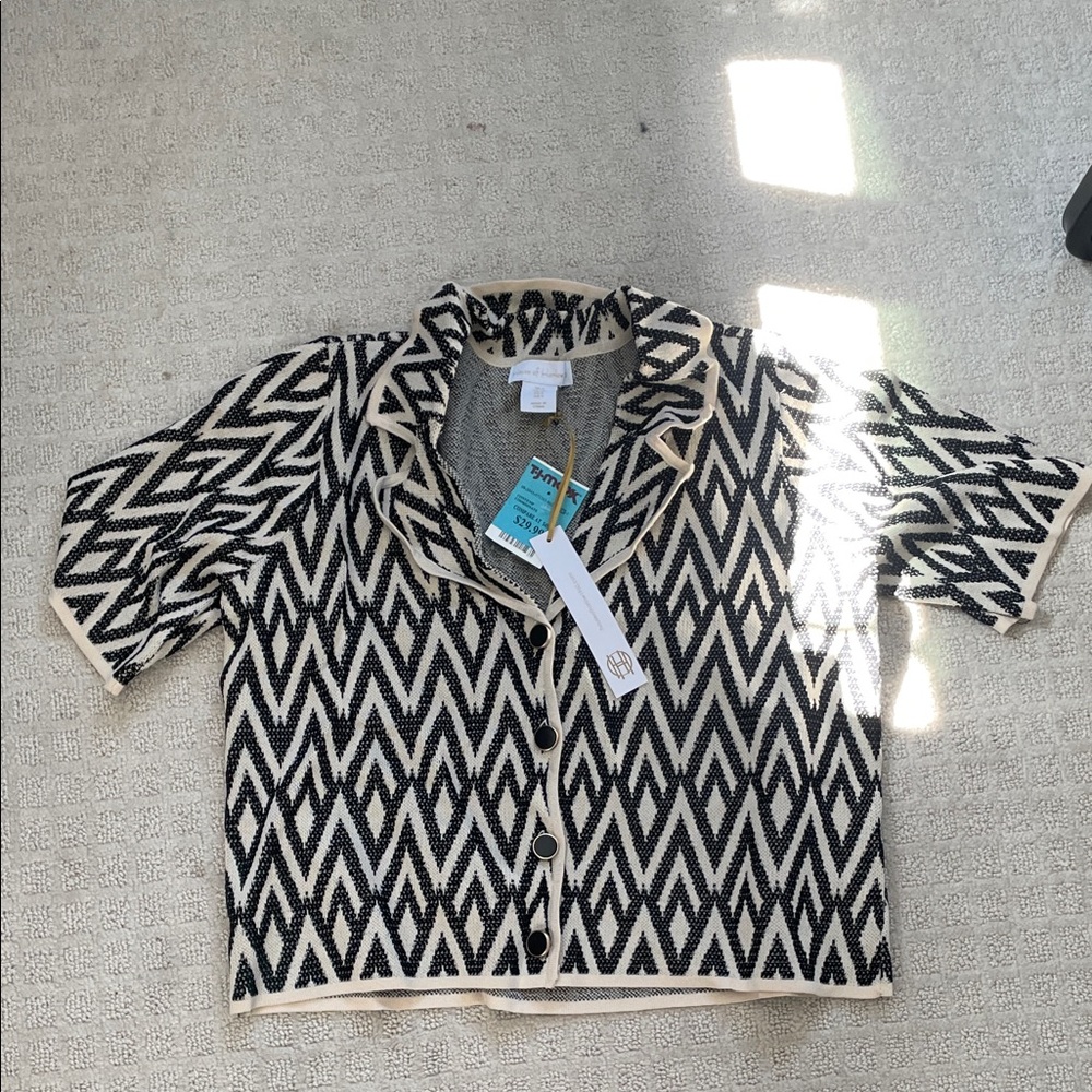 House of Harlow 1960 Black and Cream Button Down Shirt